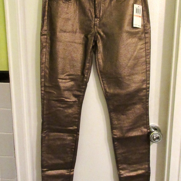 7 For All Mankind Metallic Bronze Skinny Jeans. - Picture 14 of 14